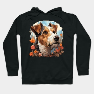 Cottagecore Cute Wire Fox Terrier Floral Dog Lovers Hoodie